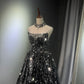 Girlhomeshops -Black silver gradient shimmering long sequined tulle ball gown evening dress gh5109