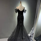 Girlhomeshops -Black shiny mermaid long sequined ball gown evening dress graduation dress gh5112