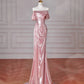 Rosa Schöne Elegante Satin Lange Meerjungfrau Schlank Bodenlangen Ballkleid Abendkleid Ballkleid gh4204