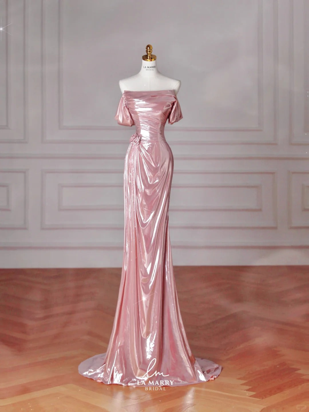 Rosa Schöne Elegante Satin Lange Meerjungfrau Schlank Bodenlangen Ballkleid Abendkleid Ballkleid gh4204