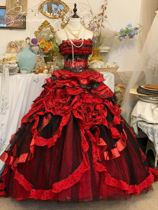 Rotes langes Tüll-Ballkleid-Abendkleid Quinceanera-Kleider gh4576