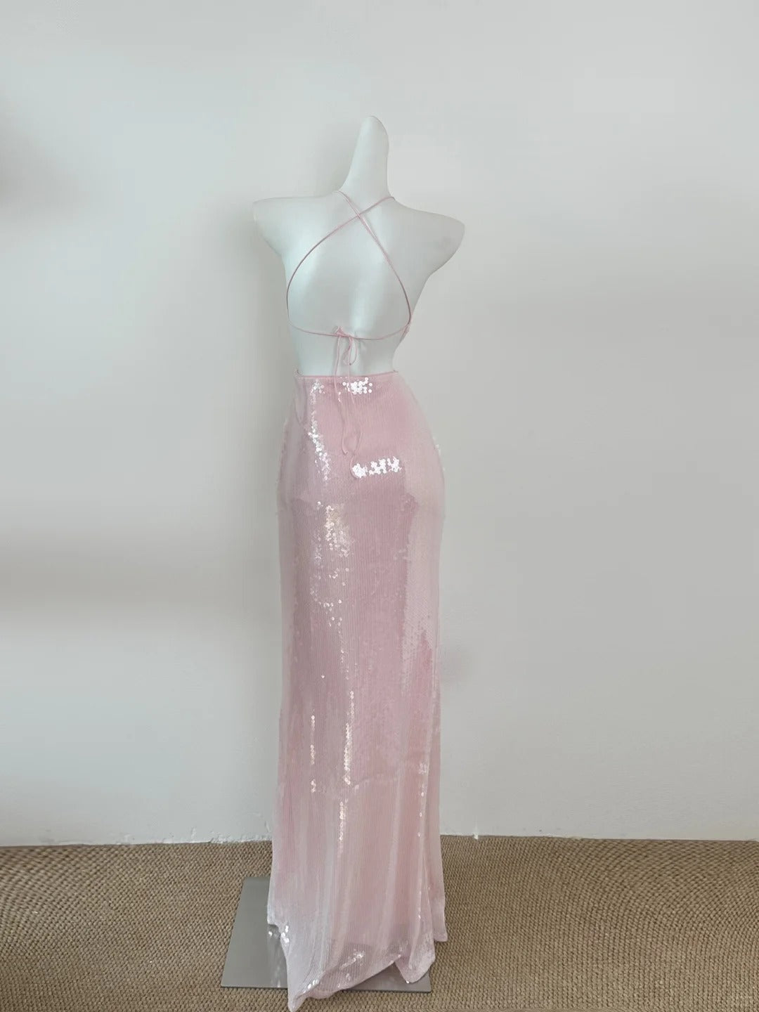 Rosa glänzendes, modisches, langes Meerjungfrauen-Kleid mit funkelnden, schmalen Pailletten, Ballkleid, Abendkleid, Geburtstagspartykleid, Abschlussballkleid gh3799