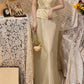 Robe de soirée longue en mousseline de soie à fleurs jaunes, robe de soirée, robe de remise de diplôme, ensemble deux pièces gh4506