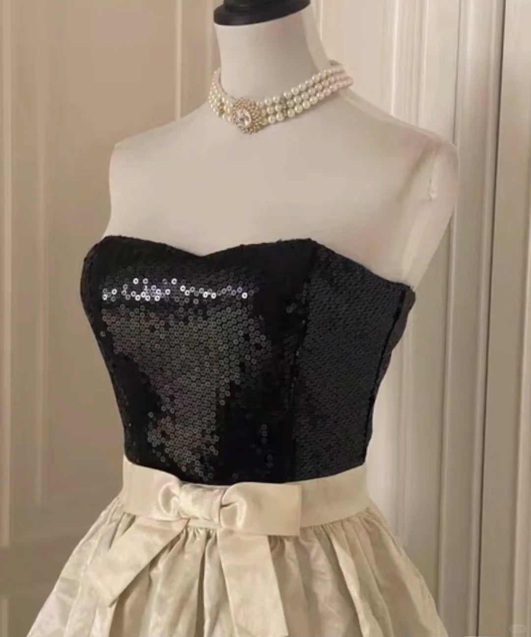 ✨Robe de princesse blanche rétro brillante et élégante à paillettes, robe de soirée d'anniversaire ~ 🖤 gh4268