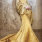 Gelb wunderschöne exquisite Perlen lange Satin Ballkleid Abendkleid Partykleid gh4499