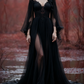 girlhomeshops-Long Sleeves Long Tulle Floor-Length Train Retro Elegant Ball Gown Evening Dress gh5943