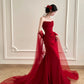 Robe de soirée élégante et simple, longue et en satin bordeaux, longueur au sol, robe de bal, gh4361