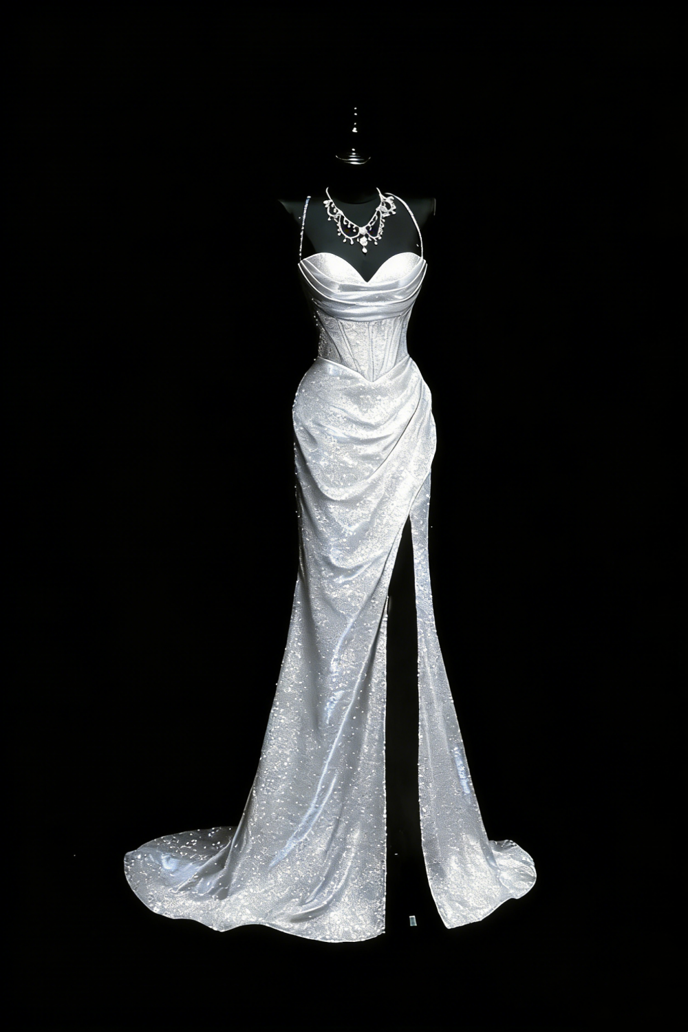Galaxie-schimmerndes, blau glitzerndes Meerjungfrauenkleid im Regenbogen-Stil – Abendkleid und Kleid für den roten Teppich im Sternenlicht-Stil gh6570