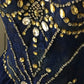 💙Dark blue shiny retro princess short homecoming dress beaded tulle ball gown evening dress gh4393