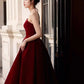 Schönes, charmantes, rotes, modisches, schlichtes, elegantes, langes, bodenlanges Satin-Ballkleid, Abendkleid, Ballkleid gh3725