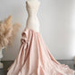girlhomeshops- Vintage Pink-White Contrast Ruched Strapless Mermaid Long Evening Gown gh6091