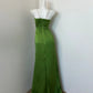 Grünes schlichtes, modisches Satin-Ballkleid, langes Abendkleid, Partykleid, gh4832