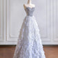 Girlhomeshops--Gray purple gorgeous feather tulle and diamond exquisite beading long tulle prom dress wedding dress gh5486