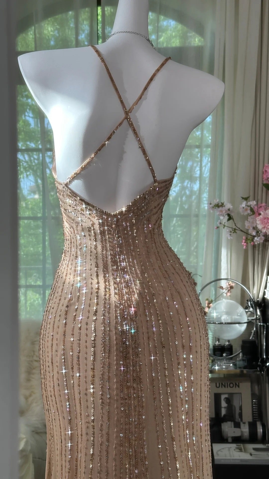Robe de soirée romantique féerique en mousseline de soie ornée de perles exquises gh69123