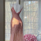 Rosa romantisches Feenkleid aus Chiffon mit exquisiter Perlenverzierung, mittellang/kurz, ideal für Dates und Partys (gh6912)
