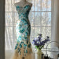 Blaues, wunderschönes, glänzendes, exquisites, perlenbesetztes, langes Chiffon-Tüll-Pailletten-Ballkleid, Abendkleid, Partykleid, Geburtstagskleid, Verabredungskleid, gh4162