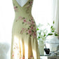 Yellow Elegant Romantic Delicate Pink Floral Beading Spaghetti Straps Midi/Short Chiffon Homecoming Ball Gown Evening Dress Birthday/Wedding Guest/Holiday Party Dress Prom Dress gh4023