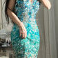 girlhomeshops-Teal-Green Gradient Paquin Halter-Neck Deep V Short Fashion Party Gown gh6380
