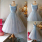 Blue vintage fashion long tulle elegant homecoming dress prom dress evening dress party dress bridesmaid dress gh800