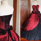 Burgundy Vintage Delicate Floral Applique Long Satin Tulle Ball Gown Evening Dress gh3210