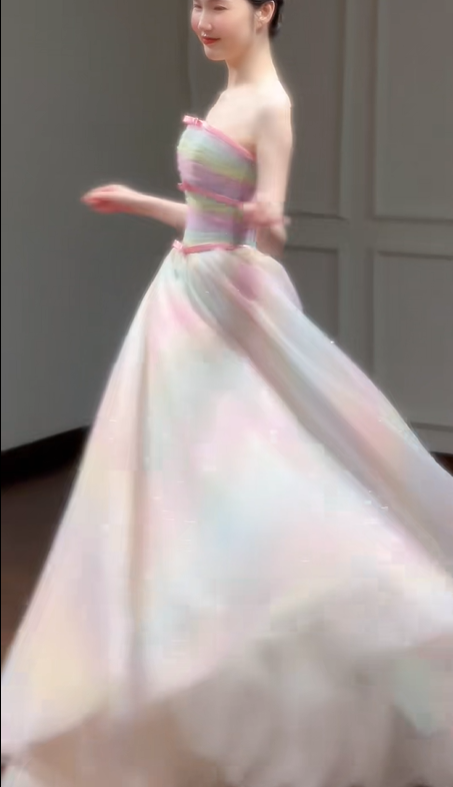 ✨Girlhomeshops-White Light Blue Gradient Sheer Tulle Ocean Wedding Ball Gown gh10496