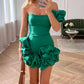 Blue/Black/White Floral Fashion Short Satin Homecoming Dress Birthday Party Dress gh4852