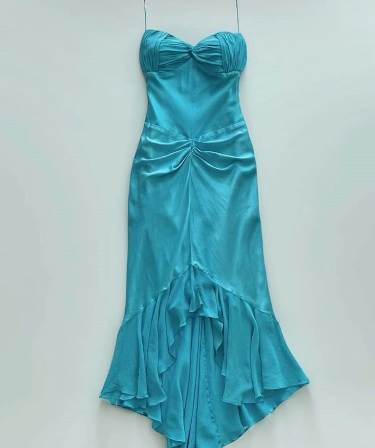 Girlhomeshops-Blaues elegantes schlichtes langes Chiffon-Ballkleid Abendkleid Abschlusskleid gh5199