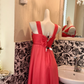 Pink Spaghetti Strap High Waist Silver Embellished Sexy Elegant Romantic Dress, Wedding Gown gh7585