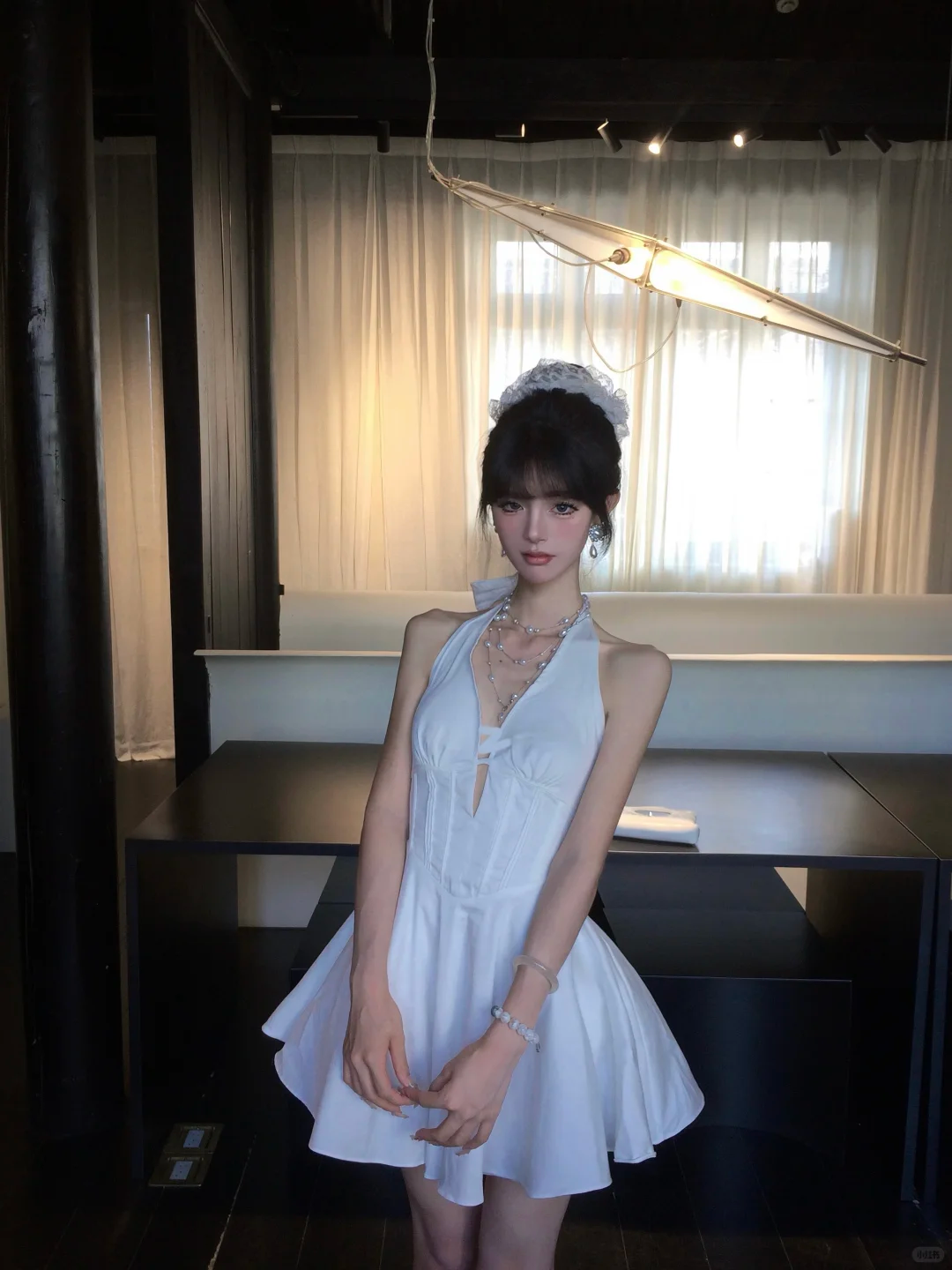 Women Elegant White Halter Homecoming Dress Deep V Neck Cutout Backless A-Line Flare Short Prom Gown gh9446