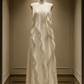 ✨Girlhomeshops-Off White Cascading Ruffle Flowy Long Cheongsam Qipao gh10443
