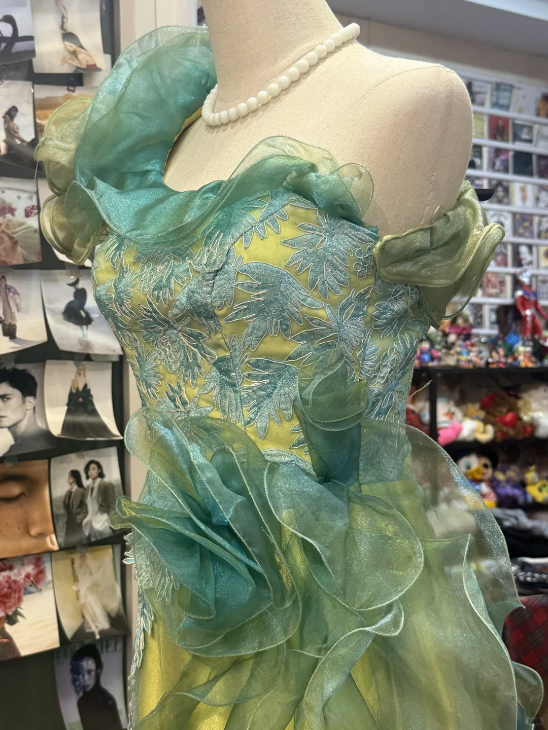 Robe de soirée longue en satin et tulle, élégante, dégradé de couleurs, style rétro, florale exquise, jaune et vert, gh4139