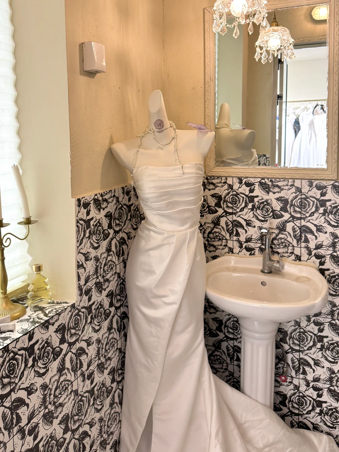 Ivory Satin Strapless Waist-Cinched Slimming Sexy Long Romantic Dress, Wedding Gown gh7721