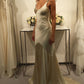 Ivory Long Satin Rhinestone Embellished Ball Gown Evening Dress Bridal Wedding Dress gh3032