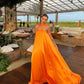 Orange Elegant Flowing A-Line Off Shoulder satin Long Ball Gown Evening Dress Wedding Guest Party Dress gh3093