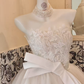 Ivory Lace Strapless Voluminous Skirt Tulle Long Romantic Dress, Wedding Gown gh7828