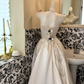 Ivory Strapless Gown with Silver Embellishments, High-End Sexy Waist-Cinched Long Romantic Dress, Wedding Gown gh7535