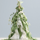 ✨Girlhomeshops-Sage Green Square Neck Puff Sleeve 3D Floral Satin Fairy Ball Gown gh10500