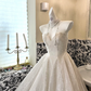 Ivory Strapless Minimalist Waist-Cinched Full Flared Long Romantic Dress, Wedding Gown gh7673