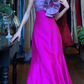 Fuchsia Strapless Long Formal Gown Purple 3D Flower Satin Mermaid Prom Dress gh9635