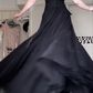 Black‑Tulle A‑Line Prom Gown, Strapless Sweetheart Lace‑Corset‑Bodice Floor‑Length Evening Dress gh9048