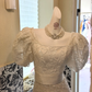 White Lace Vintage Puff Sleeve Square Neck Waist-Cinched Figure-Flattering Sexy Bodycon Romantic Dress, Wedding Gown gh7759