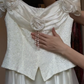 Off Shoulder Ivory Vintage Prom Dress 3D Rose Applique Jacquard Satin A Line Formal Evening Gown gh9823