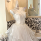 White Spaghetti Straps Waist-Cinched Multi-Layer Skirt Elegant Grand Romantic Dress, Wedding Gown gh7758