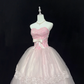 Blush Pink Gradient Strapless Cinched Waist Voluminous Princess Skirt Romantic Dress, Wedding Gown gh8047