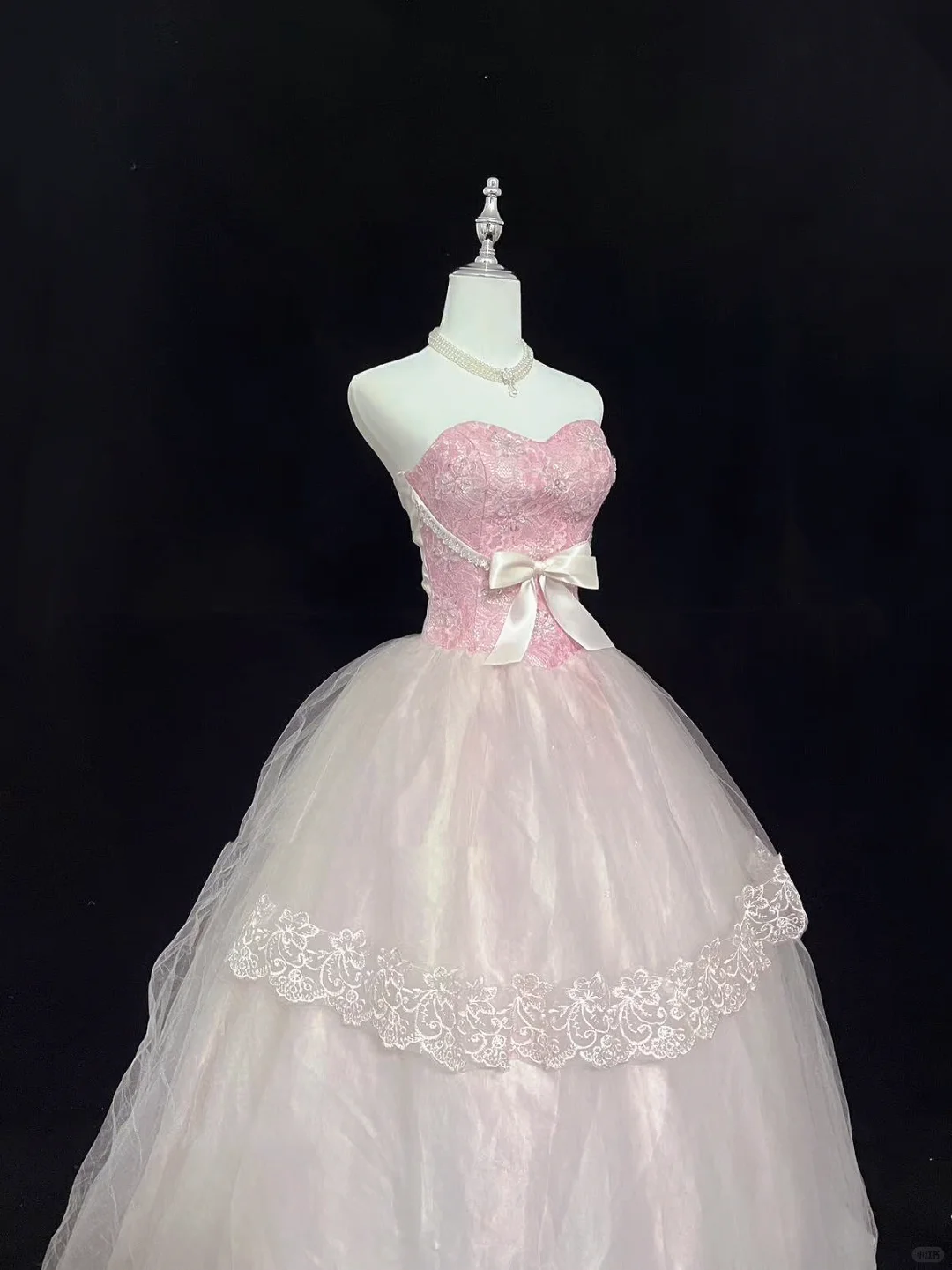 Blush Pink Gradient Strapless Cinched Waist Voluminous Princess Skirt Romantic Dress, Wedding Gown gh8047