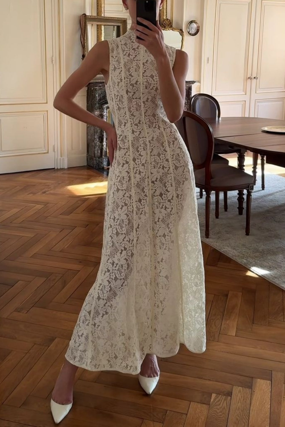 girlhomeshops-White Exquisite Lace Long Slim Prom Dress gh5931
