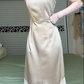 Champagne Satin Spaghetti Strap Long Evening Gown, Sweetheart Neck Mermaid Formal Prom Dress gh9032