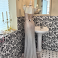 Light Grey Gradient Halter Silver Embellished Waist-Cinched Fitted Mermaid Sexy Romantic Dress, Wedding Gown gh7594