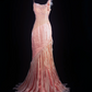 Light pink halter-neck fitted elegant ball gown, evening gown, birthday dress gh7178