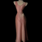 Dusty Pink Vintage Slip Evening Gown, U‑Neck Spaghetti Straps, Bias Cut Seam Detail, Slim Column Midi Dress, Shimmer Iridescent Fabric, Formal Prom Party Dress gh8895